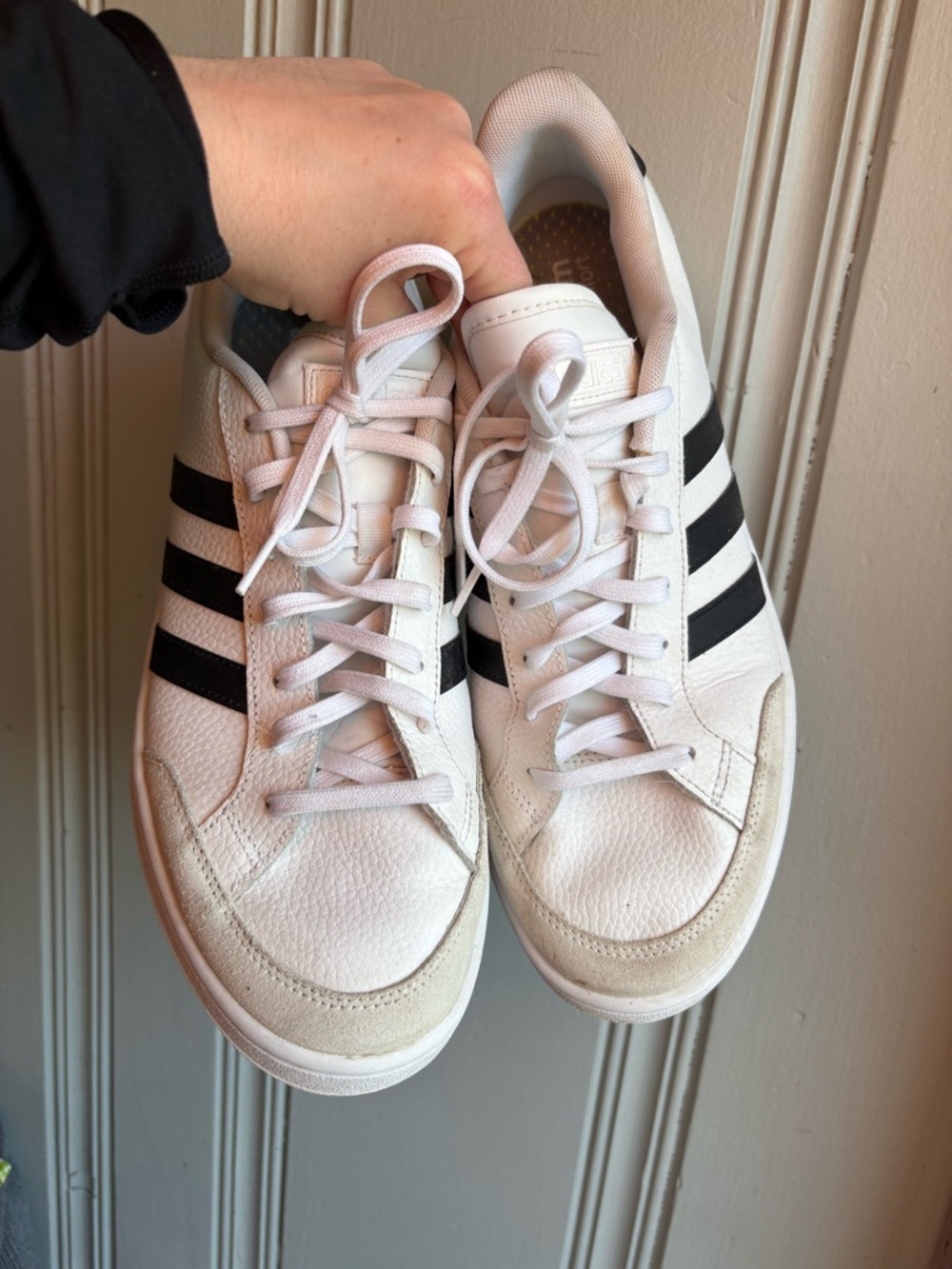 Men’s Size 12.5 Adidas Grand Court White Sneakers with Black Stripes - Picture 9 of 9